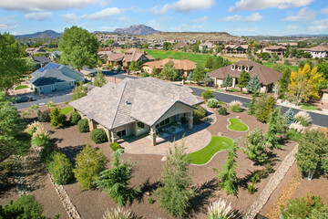 Beautifully Landscaped Hillside Homes Captured From Aerial Viewpoint In Mountain View Locality