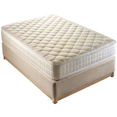 Obraz premium A plush and comfortable quilted mattress with a box spring base isolated on transparent background