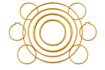 Luxurious golden ornate frames and interwoven rings isolated on transparent background