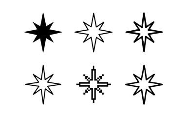 Obraz premium Set of various eight-pointed star icons in different styles