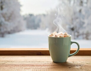 Hot Chocolate Mug with Winter Window Light