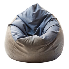 Comfortable and cozy gray bean bag chair for relaxing and lounging isolated on transparent background