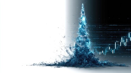 Binary Tree and Abstract World: A conceptual representation of binary tree, a symbol of growth and transformation, merging into an abstract world of technology and data.