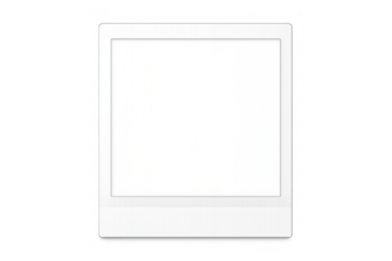 White instant print frame template with blank space and transparent background, empty design for memories