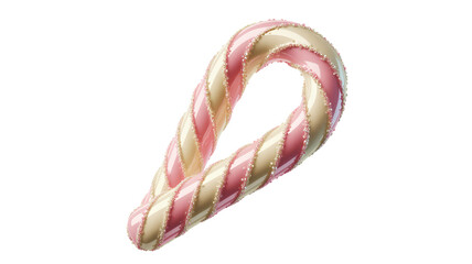 Fototapeta premium Frosted Candy Cane with Crystal Sugar Coating and Soft Pastel Stripes, Isolated Element