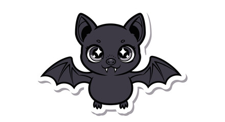 Adorable Cartoon Bat Character with Sparkling Eyes for Halloween Decoration or Design