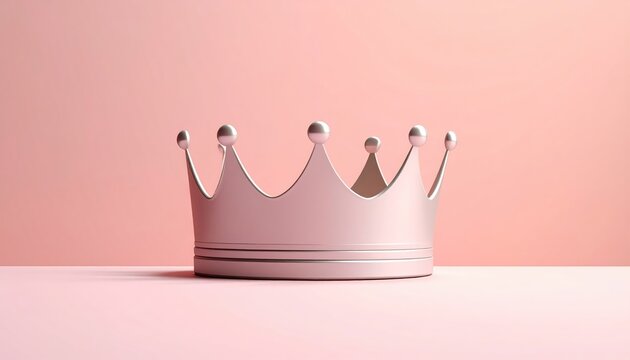 A delicate, minimalist crown, epitomizing royalty and authority. Cast in a soft, elegant hue.