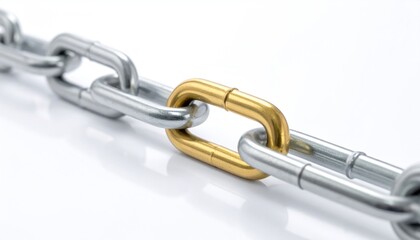 Obraz premium A close-up shot of a chain with a prominent gold link, representing strength, connection, and the essence of unity.