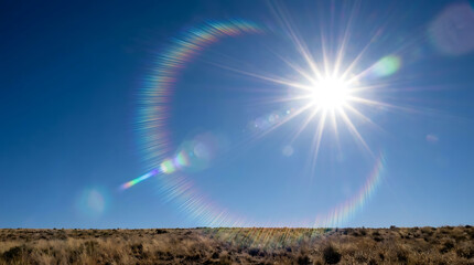 Bright Sun Shining in the Blue Sky.