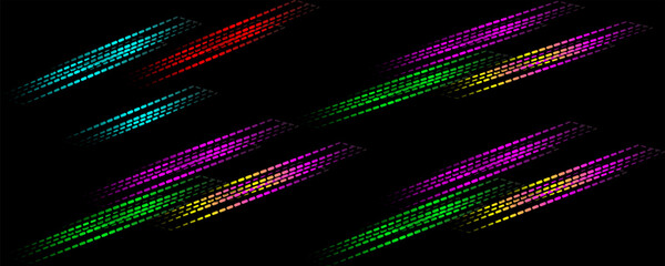 Colorful abstract radial lines geometric background. Data stream. Movement effect. Technology seamless texture with neon rays and stripes. Print template with neon lines. Vector