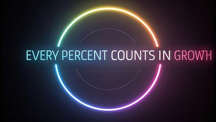 Glowing Neon Circle Displaying Progress and Percent