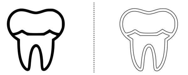 Tooth Icon – Dental Care, Healthy Teeth, Oral Hygiene, Teeth Cleaning, Dental Treatment, Dentist, Healthy Smile, Tooth Health in Bold and Outline Style