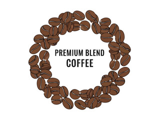 Premium Blend Coffee Beans Circle Design for Cafe Promotion