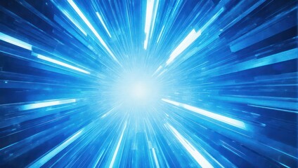Fototapeta premium Abstract blue light tunnel with converging lines, creating a sense of speed and energy