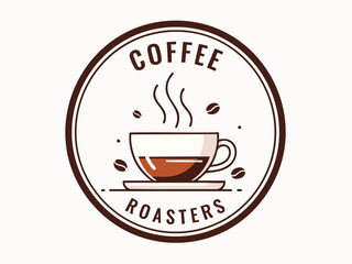 Elegant Coffee Roasters Logo Design with Cup and Steam for Branding