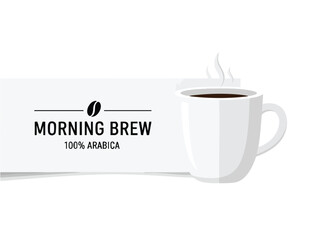 Morning Brew - A Cup of Coffee for a Productive Start to Your Day - Minimalist White Background