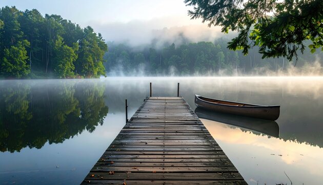 Misty Lake Dock Canoe.