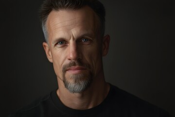 Fototapeta premium Portrait of a mature man with gray hair and beard against a dark background