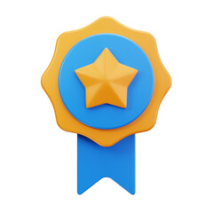 3D Badge Ribbon Gold Star Icon