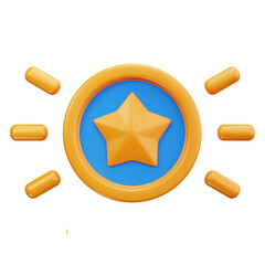 3D Round Shining Star Emblem Icon