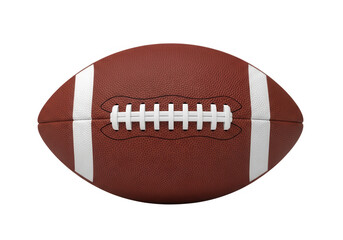 American football isolated on white, classic brown leather ball for game and sport championship