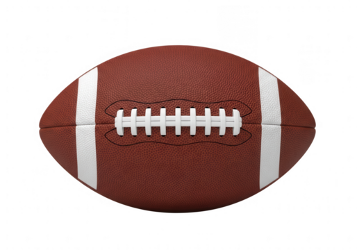 American football isolated on white, classic brown leather ball for game and sport championship