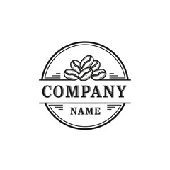 Elegant Coffee Bean Logo Design for a Coffee Company with a Circular Frame.