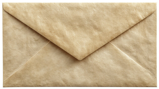 Vintage kraft paper envelope with sealed flap, symbolizing communication, mail, and historical correspondence on transparent background