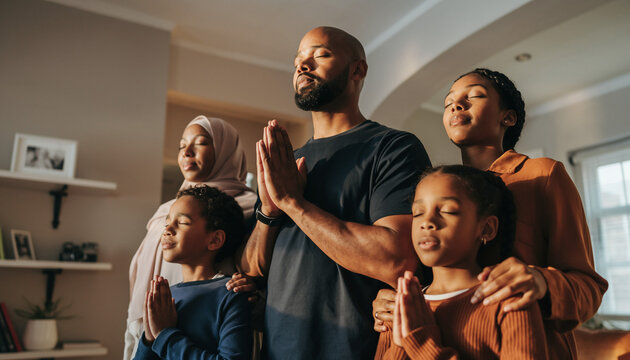 A Diverse Family Praying Together