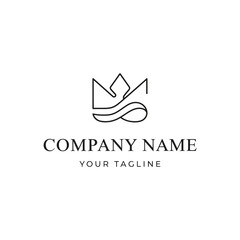 Elegant Crown Logo Design with Wavy Lines Representing Flow and Royalty.
