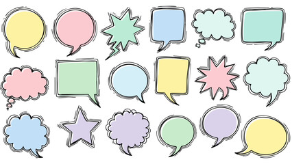 Colorful Hand-Drawn Speech Bubbles Collection for Creative Communication.