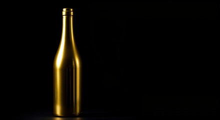 Golden Elixir: A sleek, golden bottle of wine, illuminated against a deep black backdrop, embodies the essence of luxury, celebration, and refined taste.