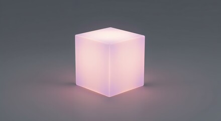 Luminous Cube: A minimalist, glowing cube exudes a soft, ethereal light against a sleek backdrop, creating an atmosphere of modern elegance.