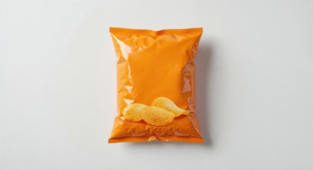 Crisp Delight: a close-up shot of a brightly colored potato chips bag, promising a moment of tasty pleasure. 