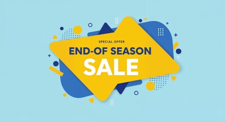 End-of-Season Sale: A dynamic graphic design element announces an end-of-season sale. This design uses contrasting colors, bold typography, and abstract shapes