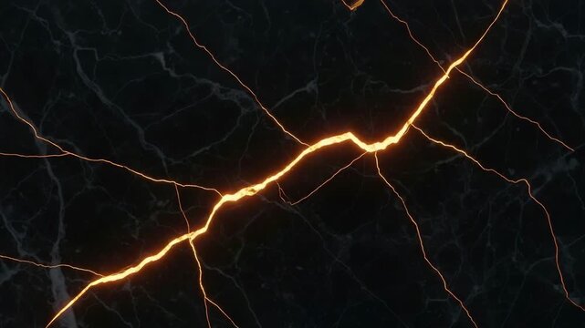 Black Marble with Glowing Golden Cracks texture