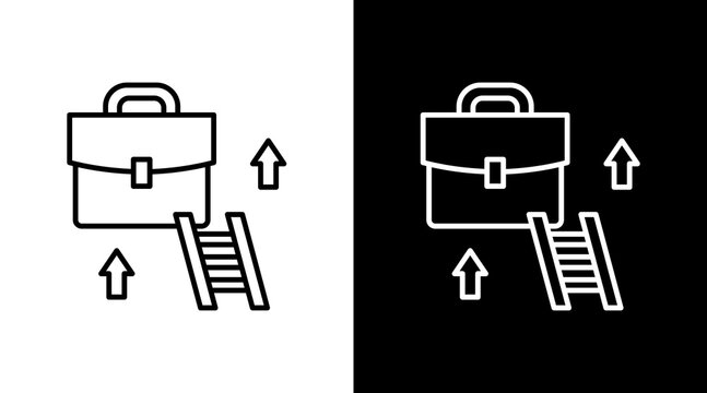 Career Ladder Outline White Icon Set Design