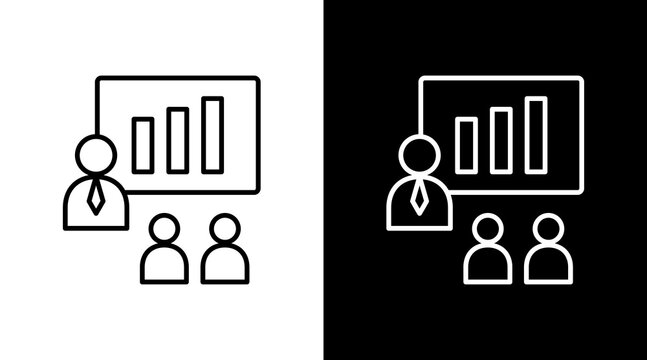 Career Coach Outline White Icon Set Design