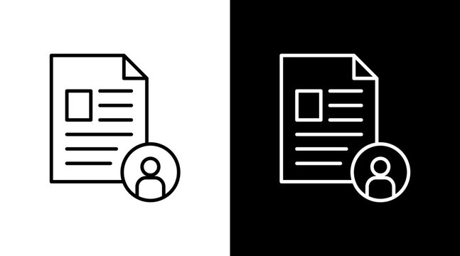 Job Application Outline White Icon Set Design