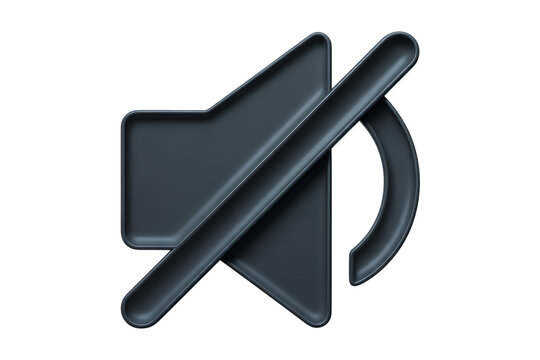 Mute icon 3d render, silent mode symbol, isolated on transparent 