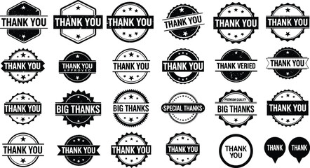 Collection of vintage thank you rubber stamp designs