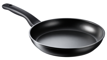Frying pan isolated on transparent background, non-stick cooking skillet, kitchen utensil for food preparation
