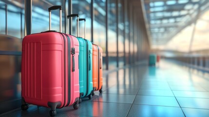 Colorful suitcases at airport terminal
