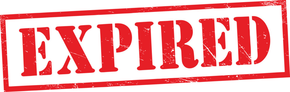 Red expired stamp on white background