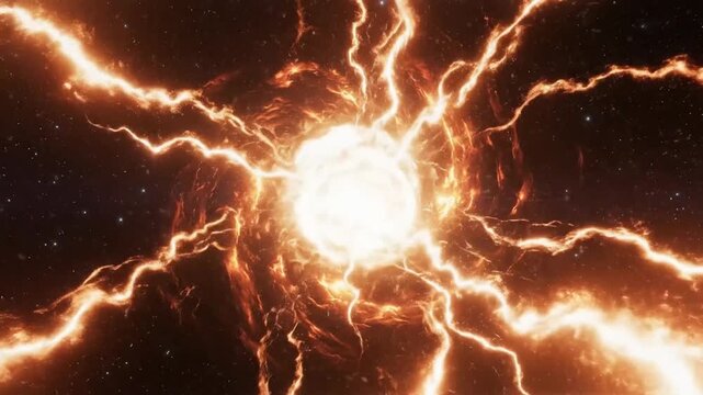 Fiery cosmic eruption amidst the starry void