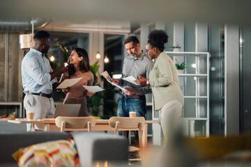 Diverse business team collaborating during an office meeting