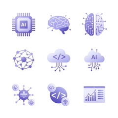 Technology & AI Icon Set &ndash; Modern Gradient Style