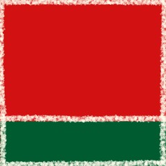 snow framed on a red and green Christmas background