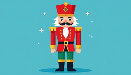 Stylized depiction of a classic toy soldier on a blue backdrop