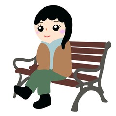 ベンチに座る女性